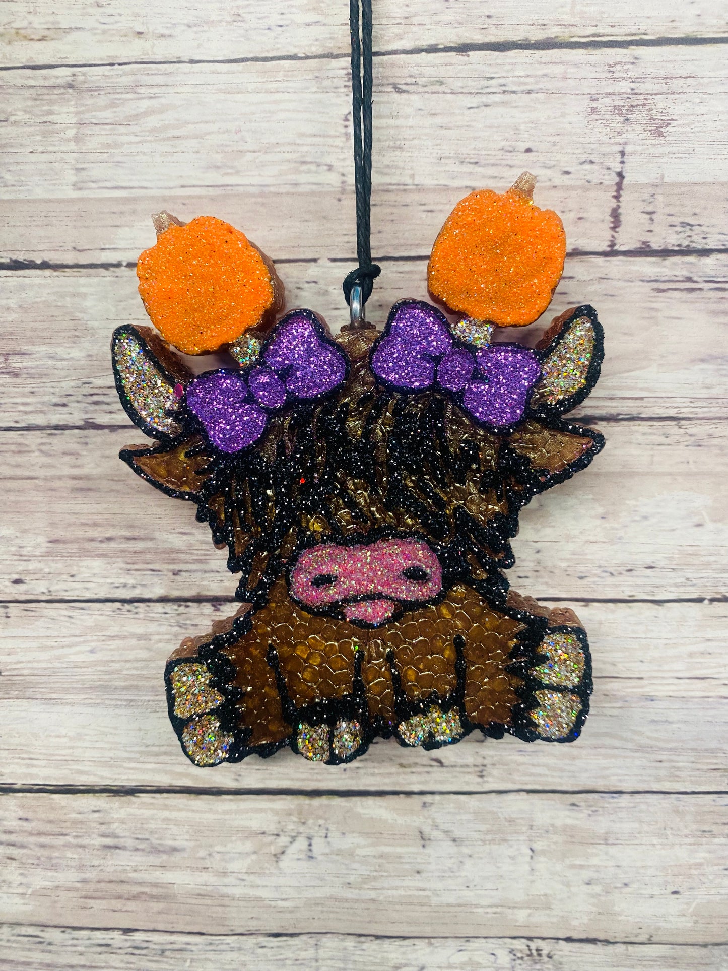 Highland Cow with Pumpkin