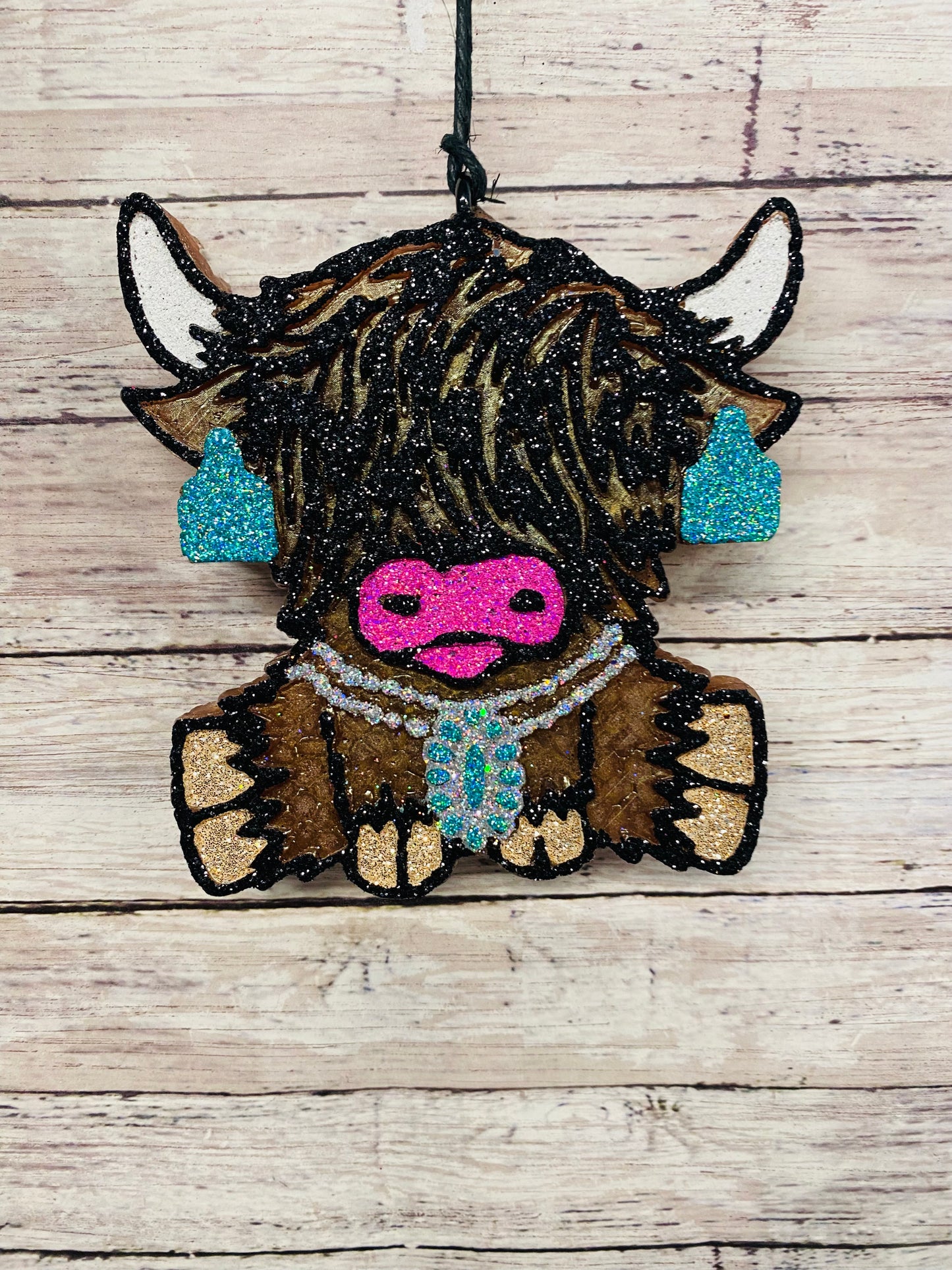 Highland Cow with Ear Tags and Squash Blossom