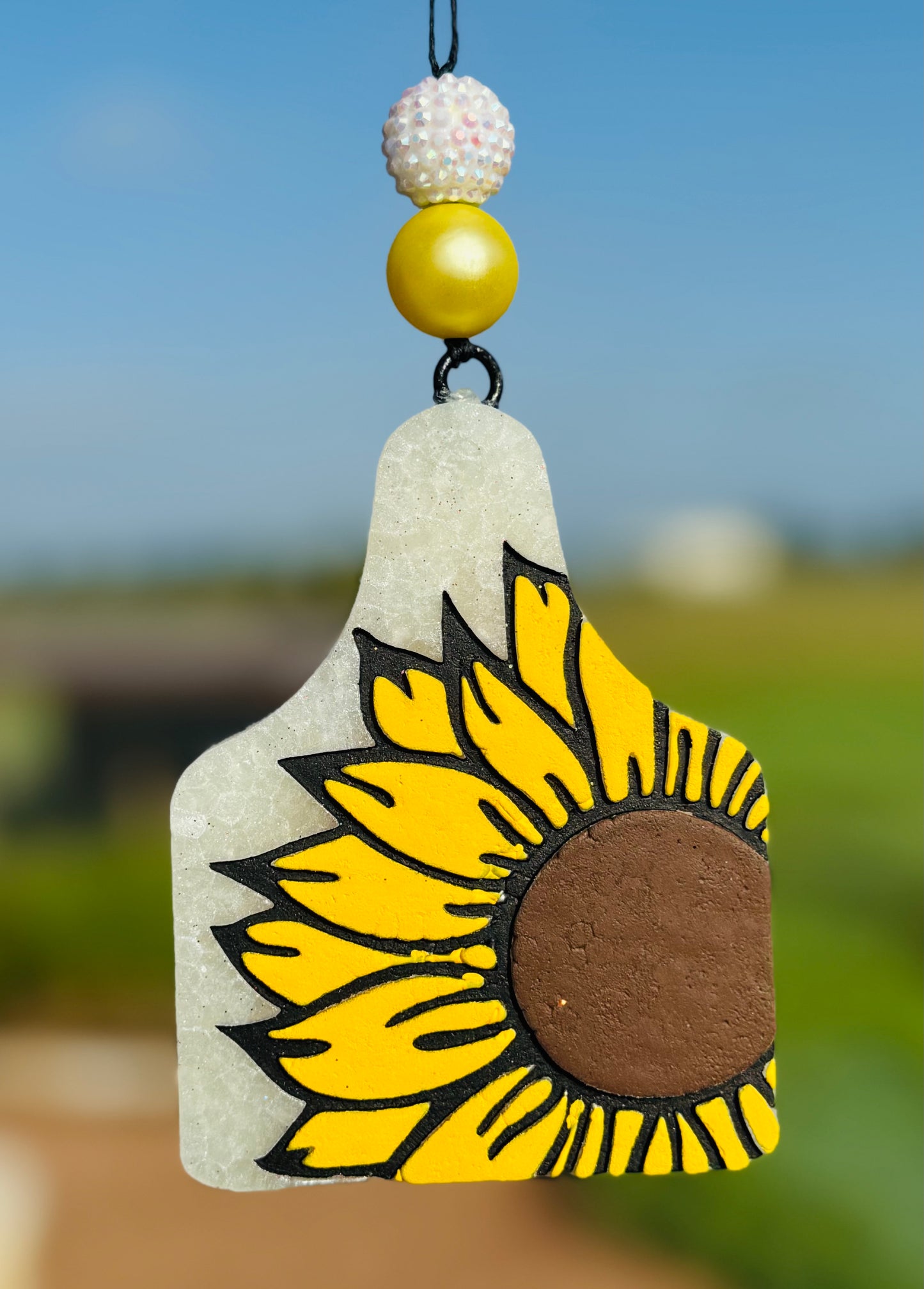 Cow Ear Tag- Sunflower