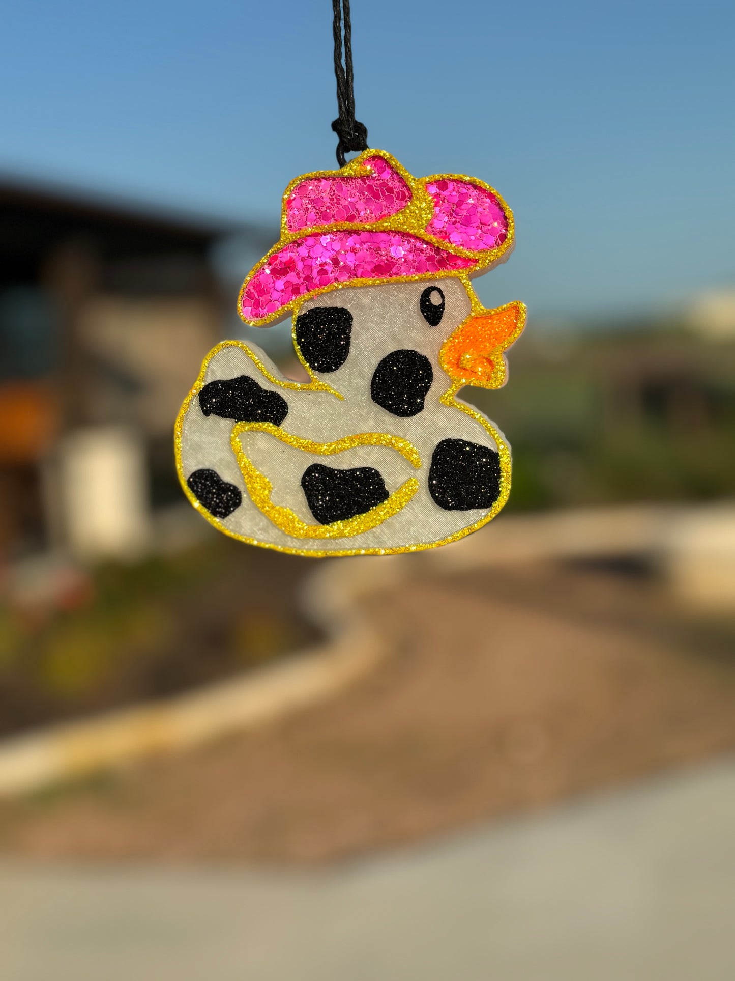 Cow Print Rubber Duck with Cowboy hat