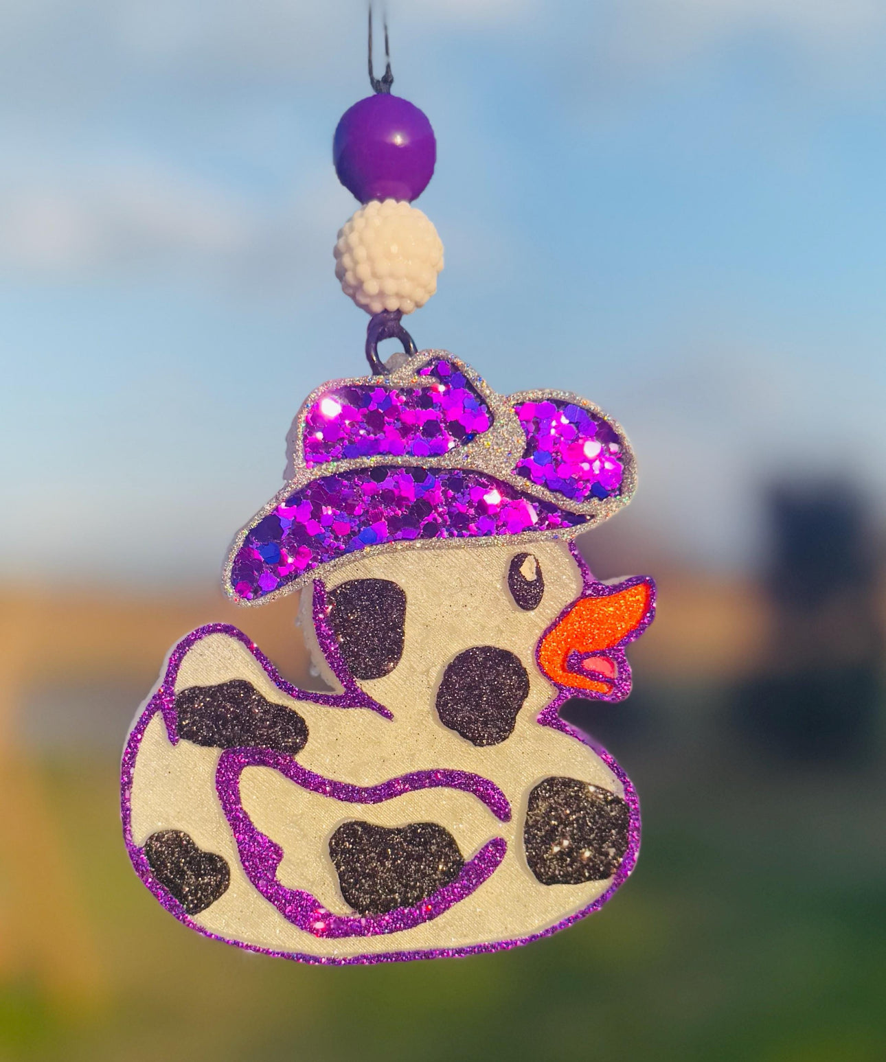 Cow Print Rubber Duck with Cowboy hat