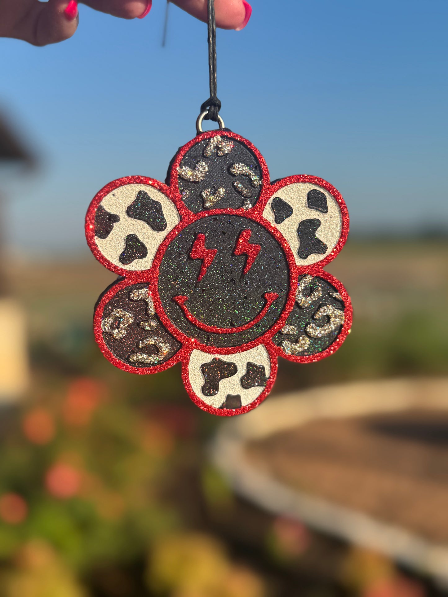 Smiling Flower with cow print and leopard
