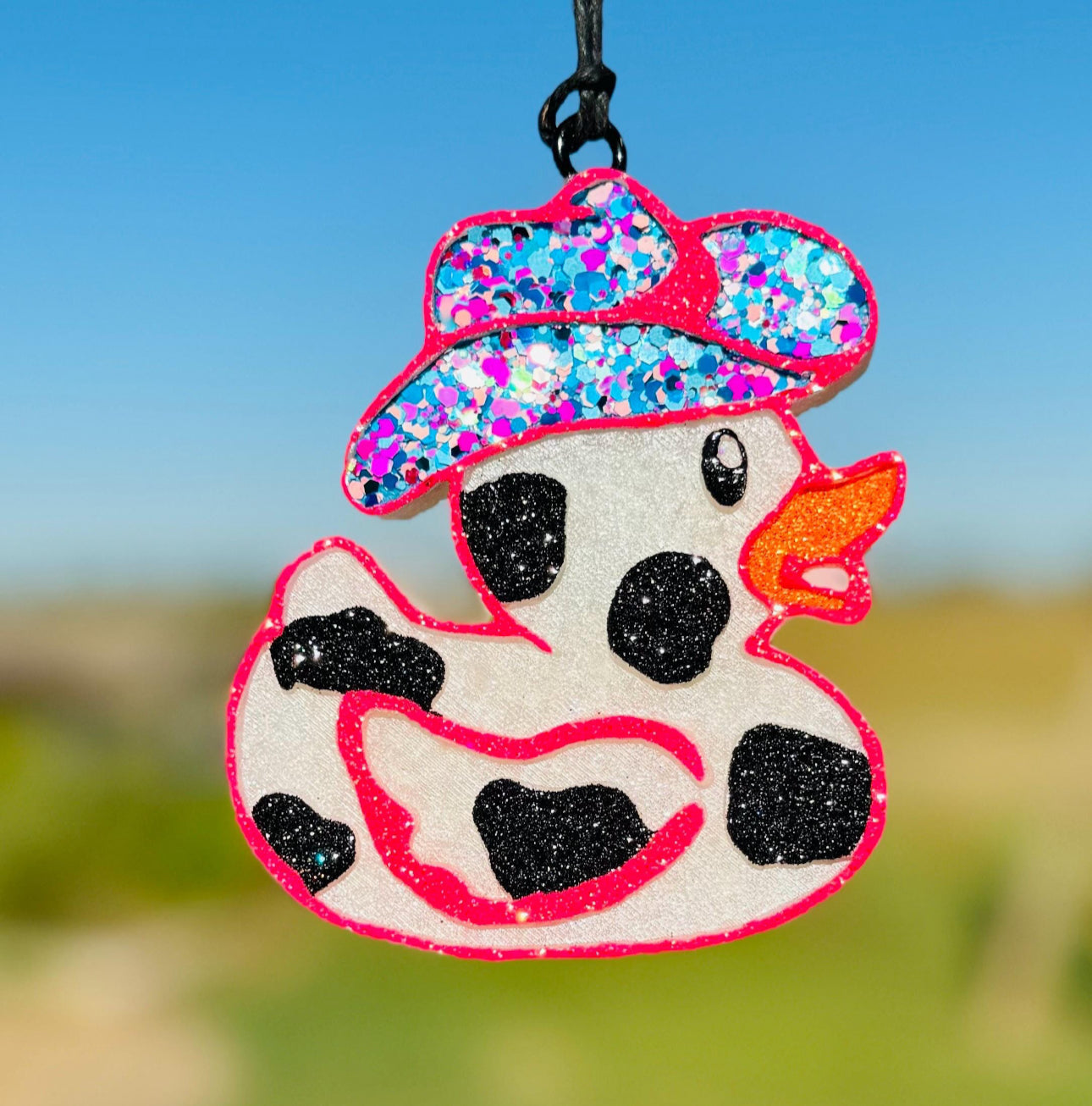 Cow Print Rubber Duck with Cowboy hat