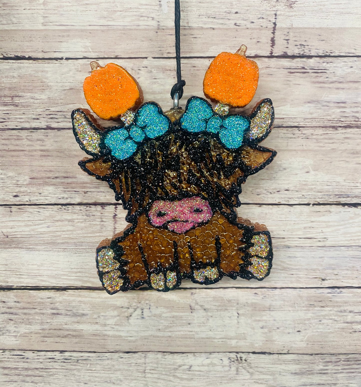 Highland Cow with Pumpkin