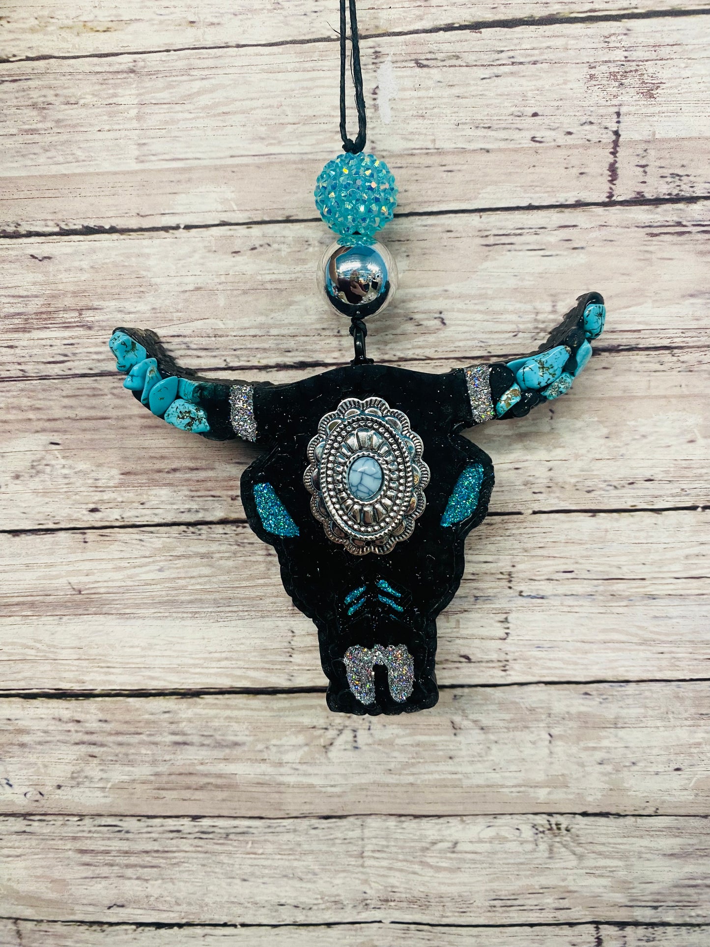 Aztec Bull Skull with Concho- Medium Sized