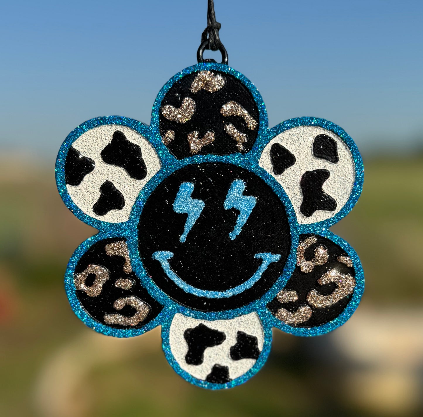 Smiling Flower with cow print and leopard