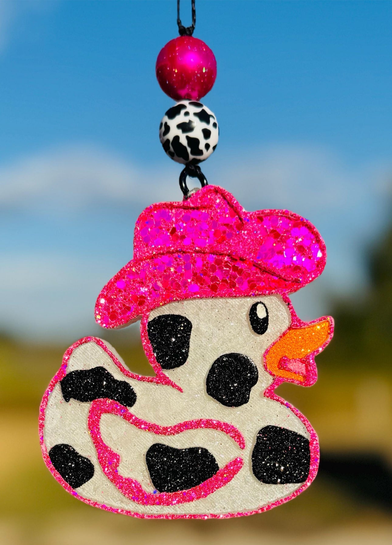 Cow Print Rubber Duck with Cowboy hat