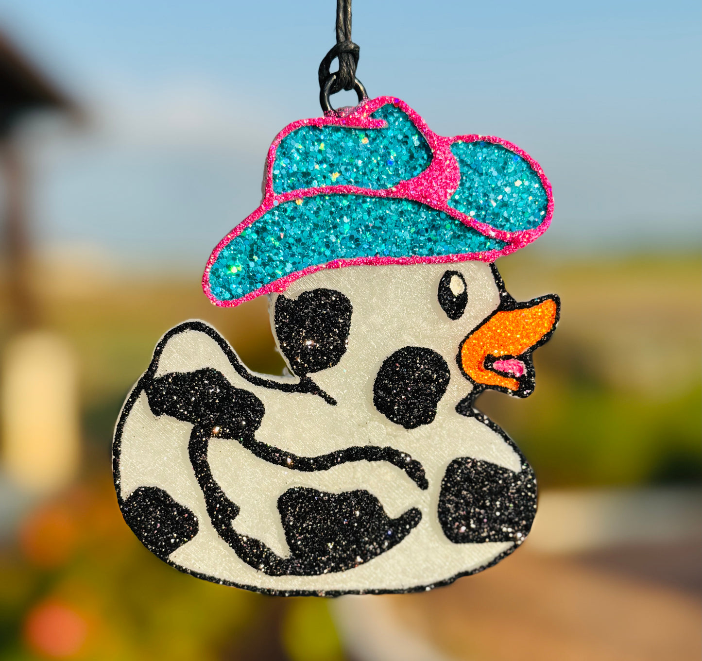 Cow Print Rubber Duck with Cowboy hat