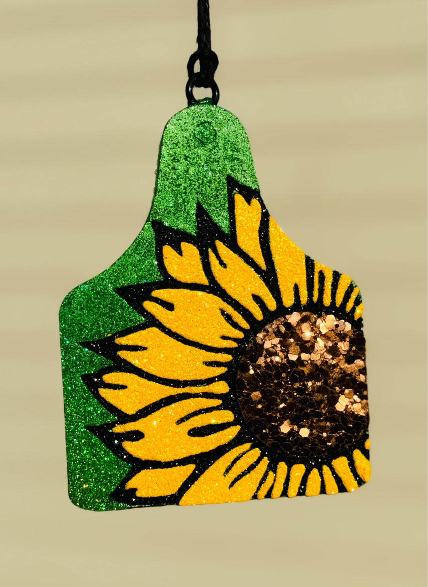 Cow Ear Tag- Sunflower