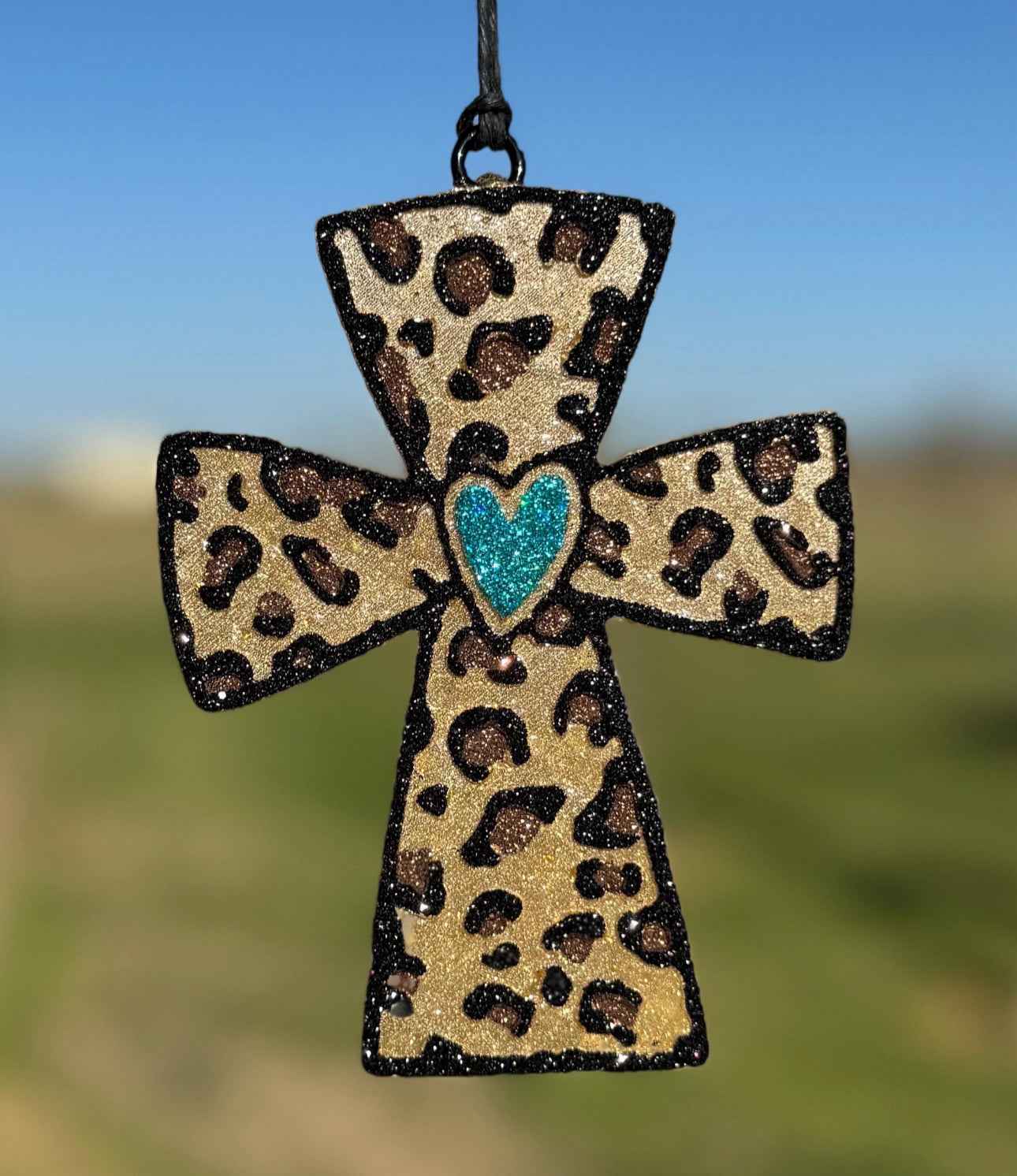 Leopard Cross with heart