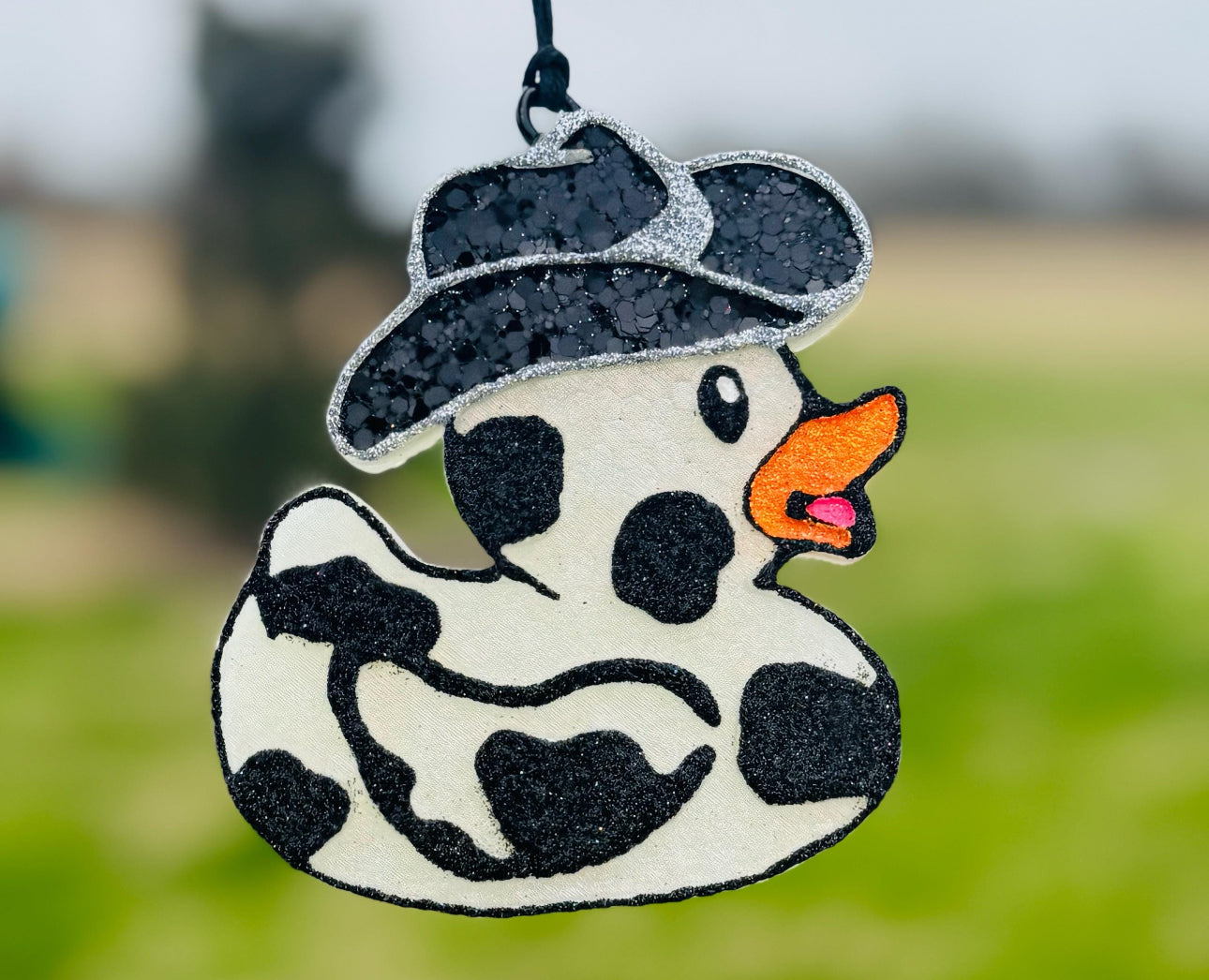 Cow Print Rubber Duck with Cowboy hat