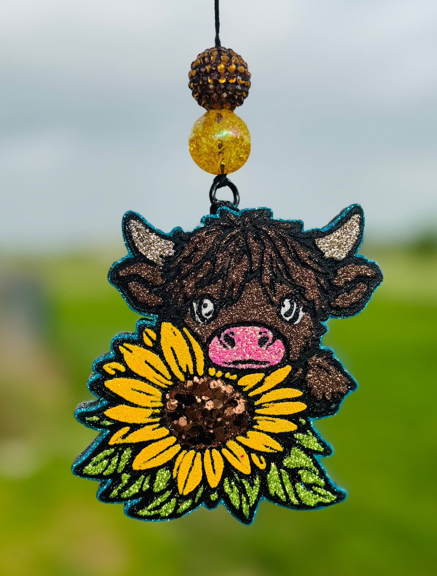 Highland Cow with Sunflower