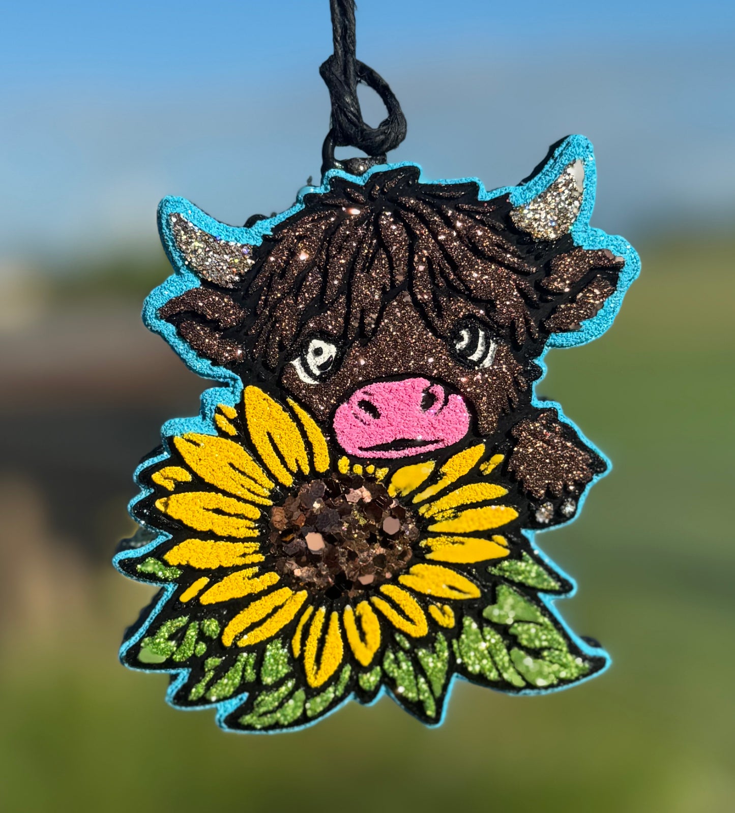 Highland Cow with Sunflower