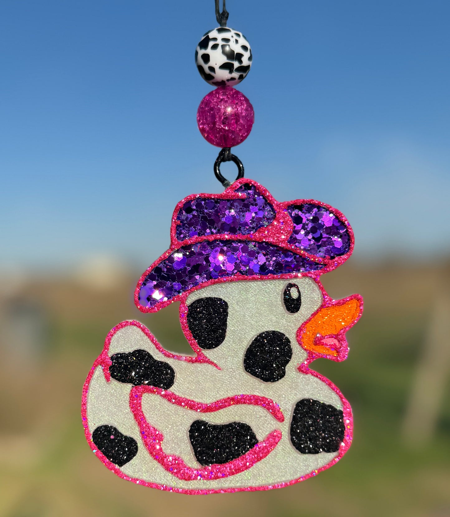 Cow Print Rubber Duck with Cowboy hat