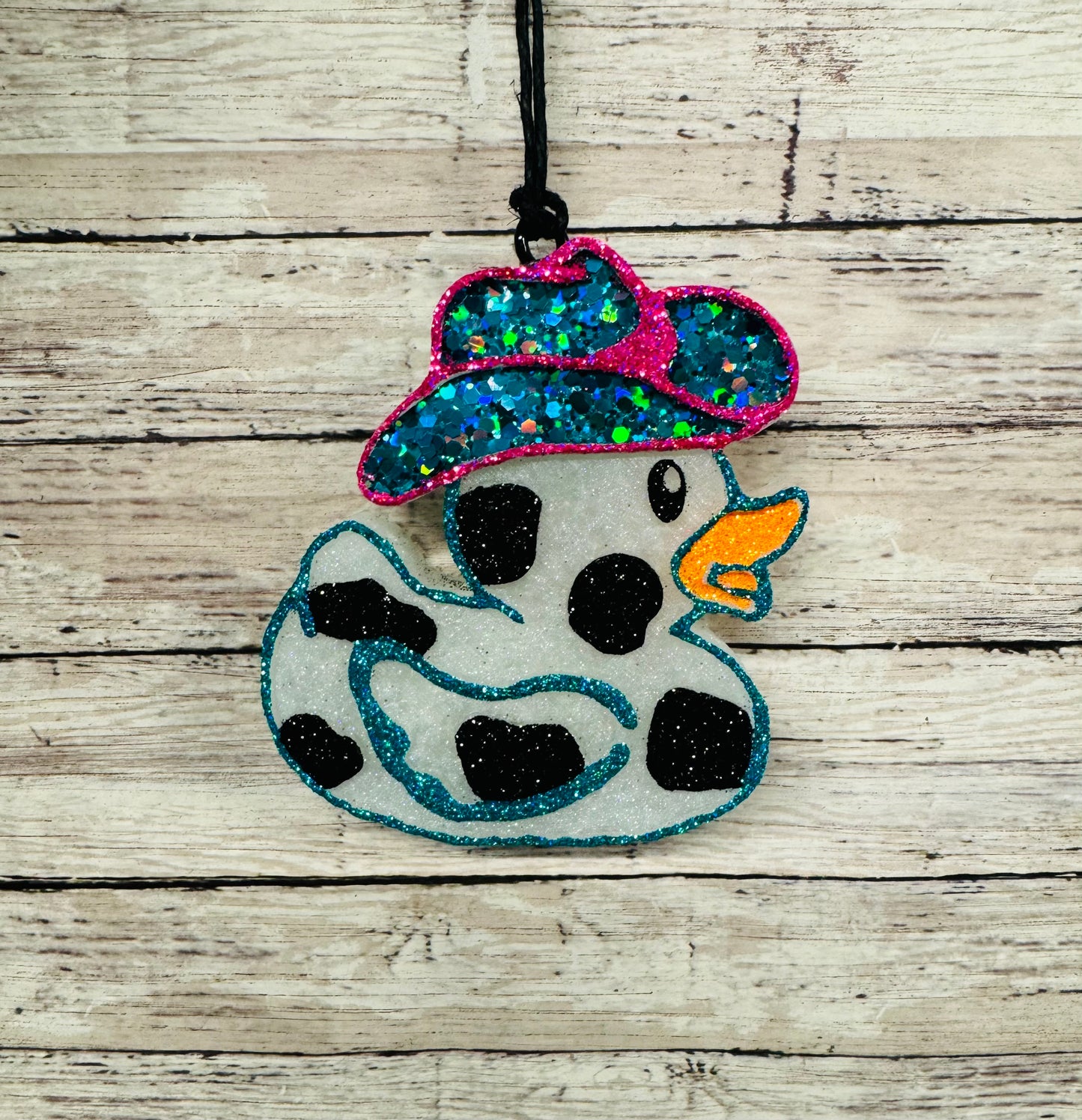 Cow Print Rubber Duck with Cowboy hat