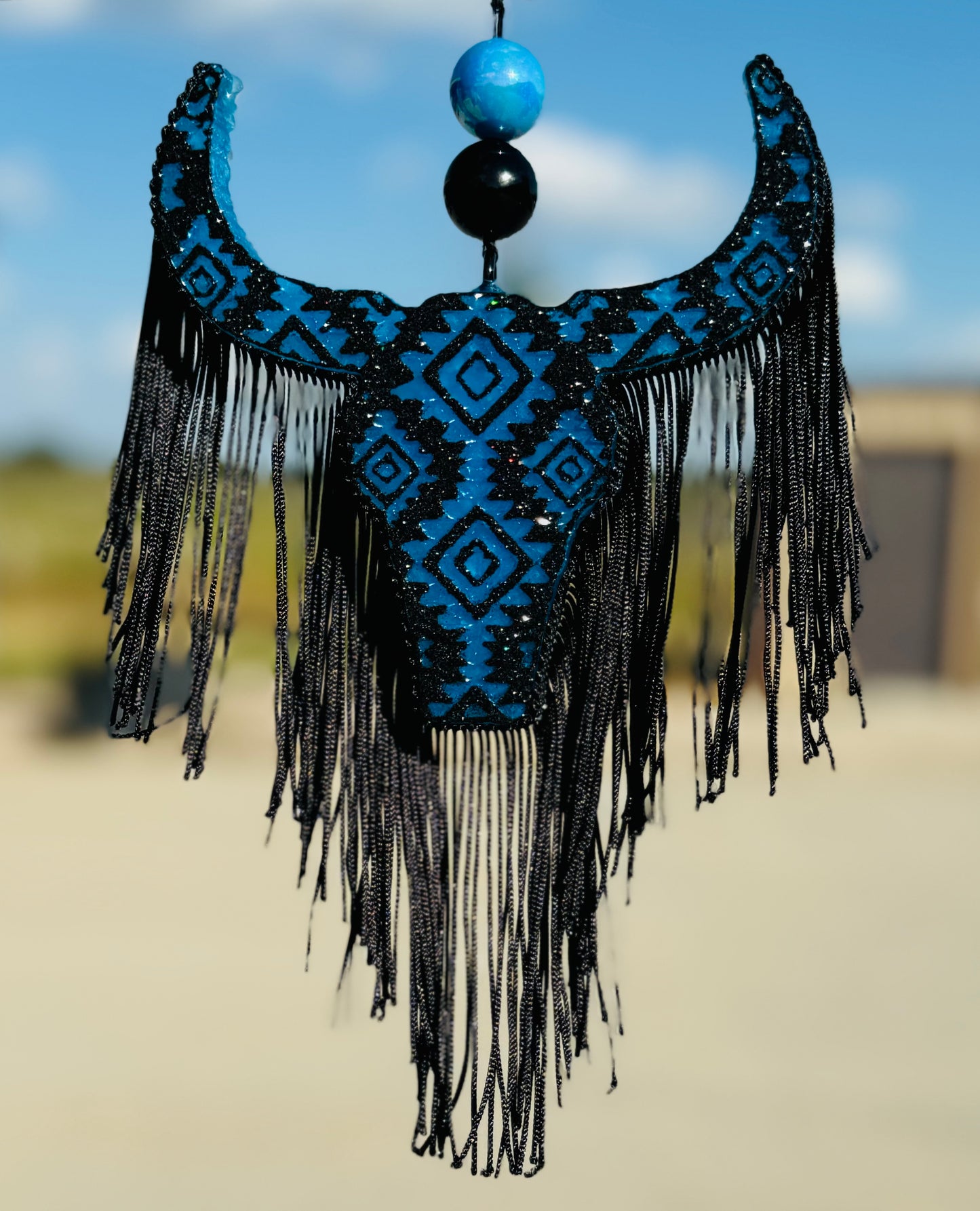 Aztec Bull Skull with Aztec Design (medium size)