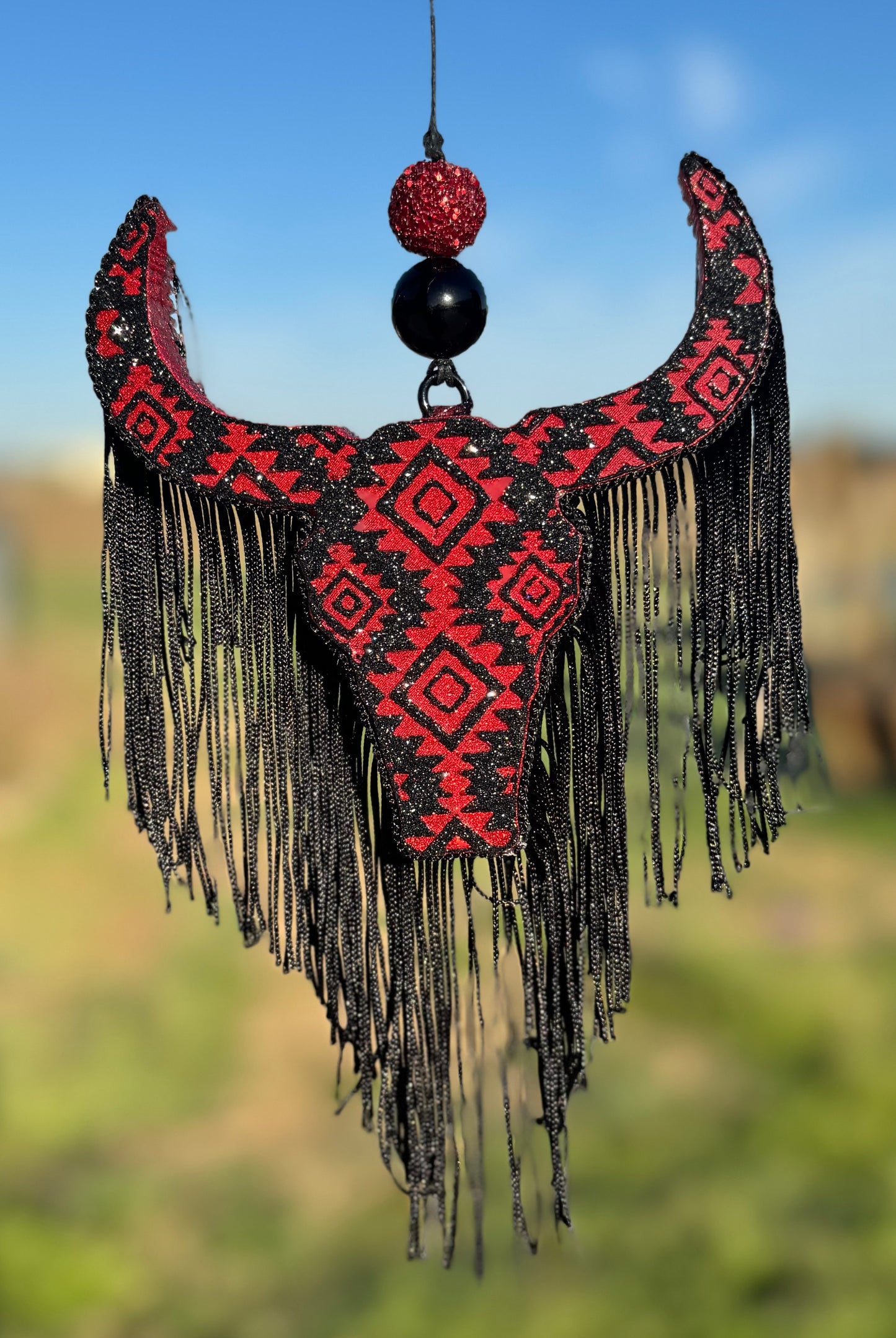 Aztec Bull Skull with Aztec Design (medium size)