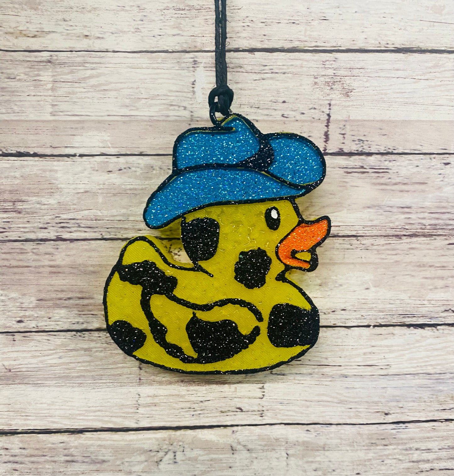 Cow Print Rubber Duck with Cowboy hat