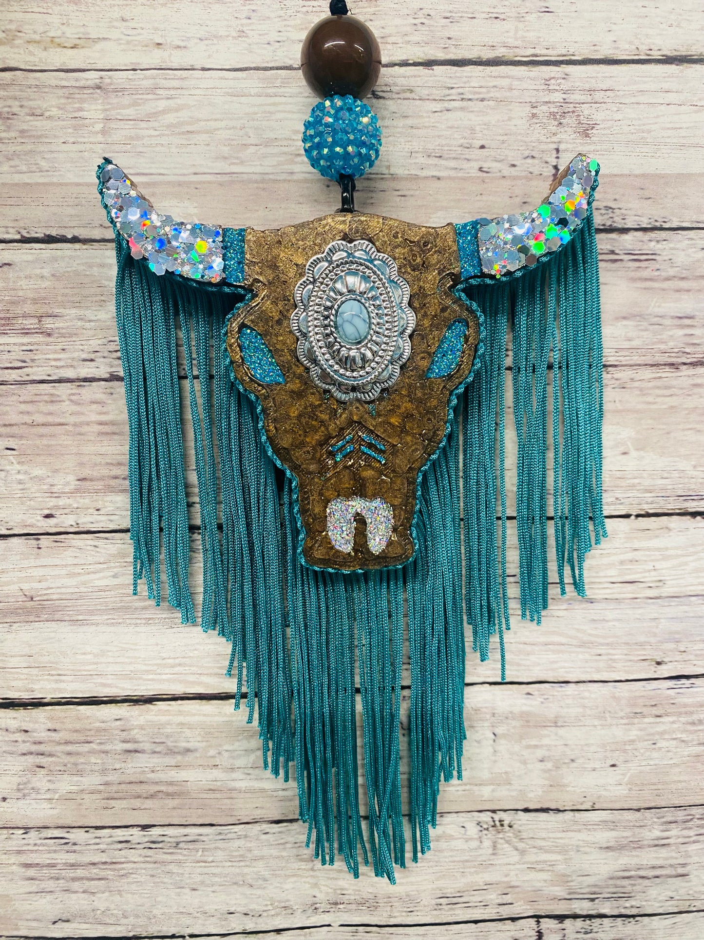 Aztec Bull Skull with Concho- Medium Sized