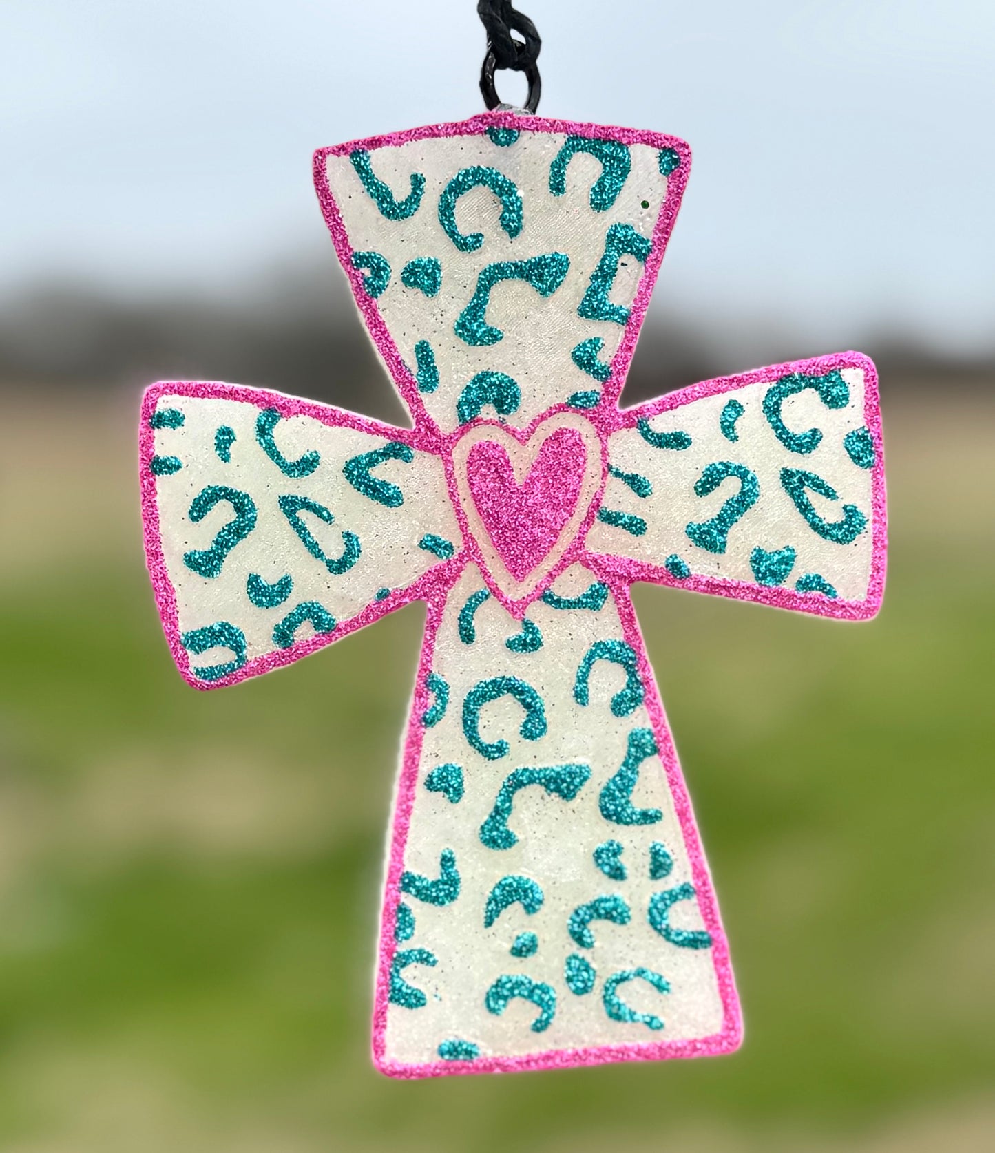Leopard Cross with heart