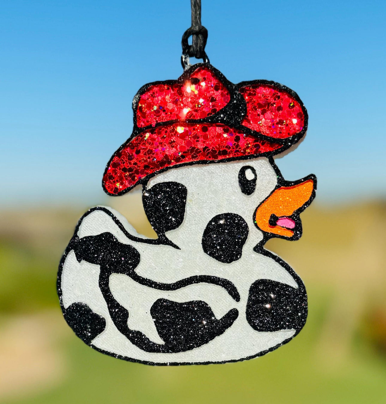 Cow Print Rubber Duck with Cowboy hat