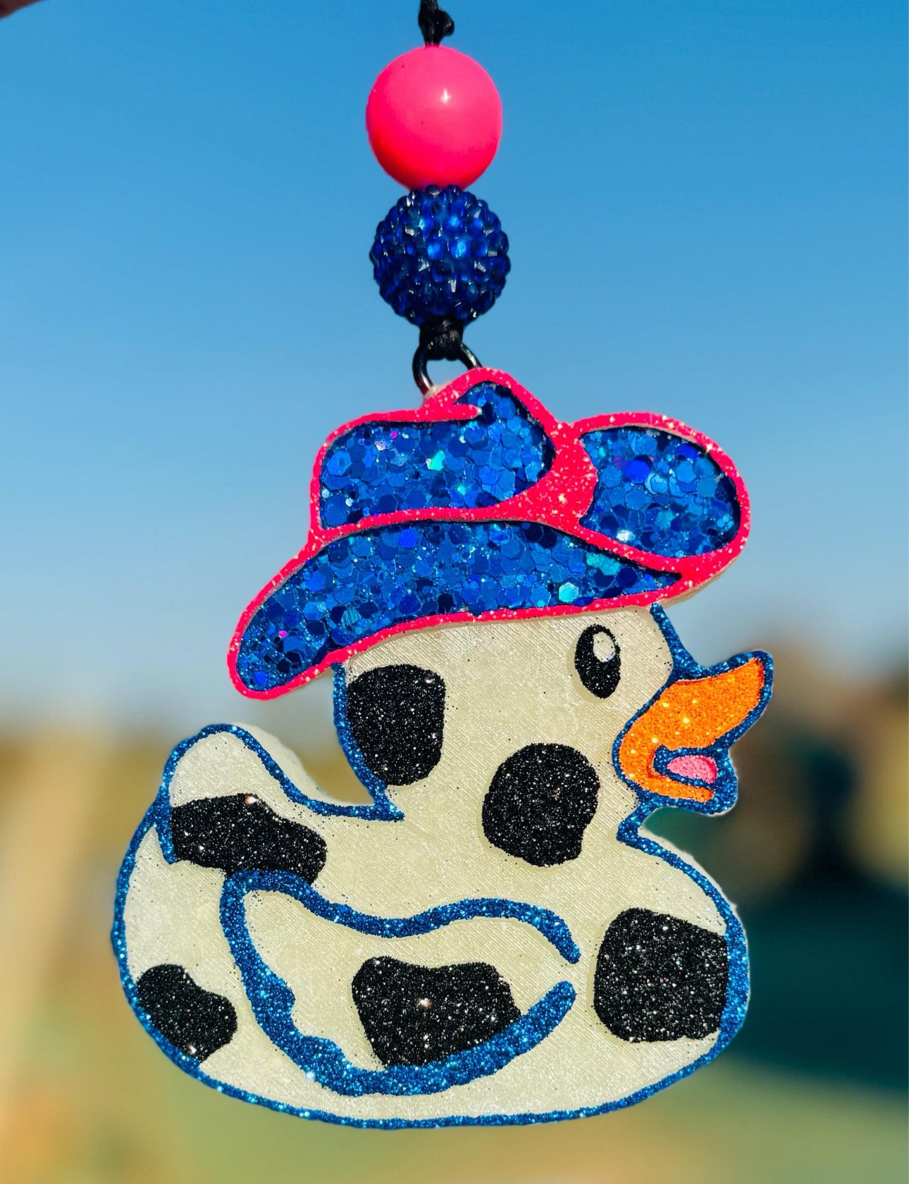 Cow Print Rubber Duck with Cowboy hat