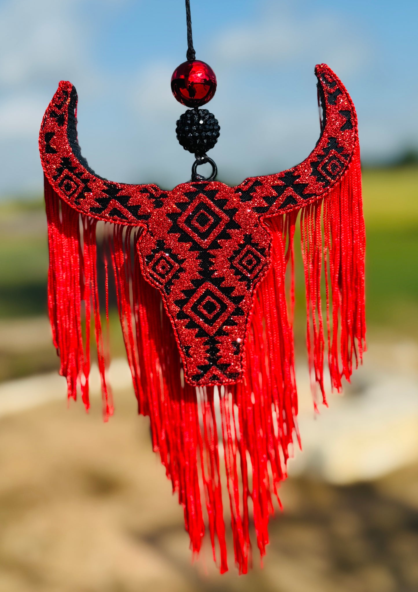Aztec Bull Skull with Aztec Design (medium size)