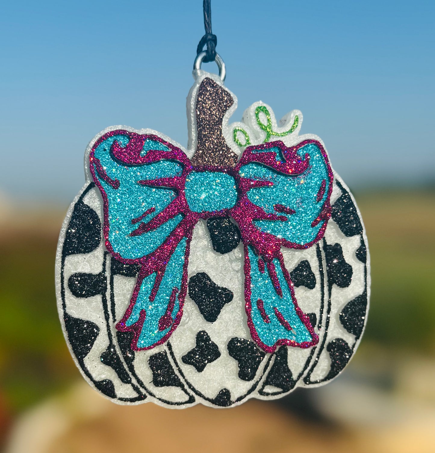 Cow Print Pumpkin with Bow