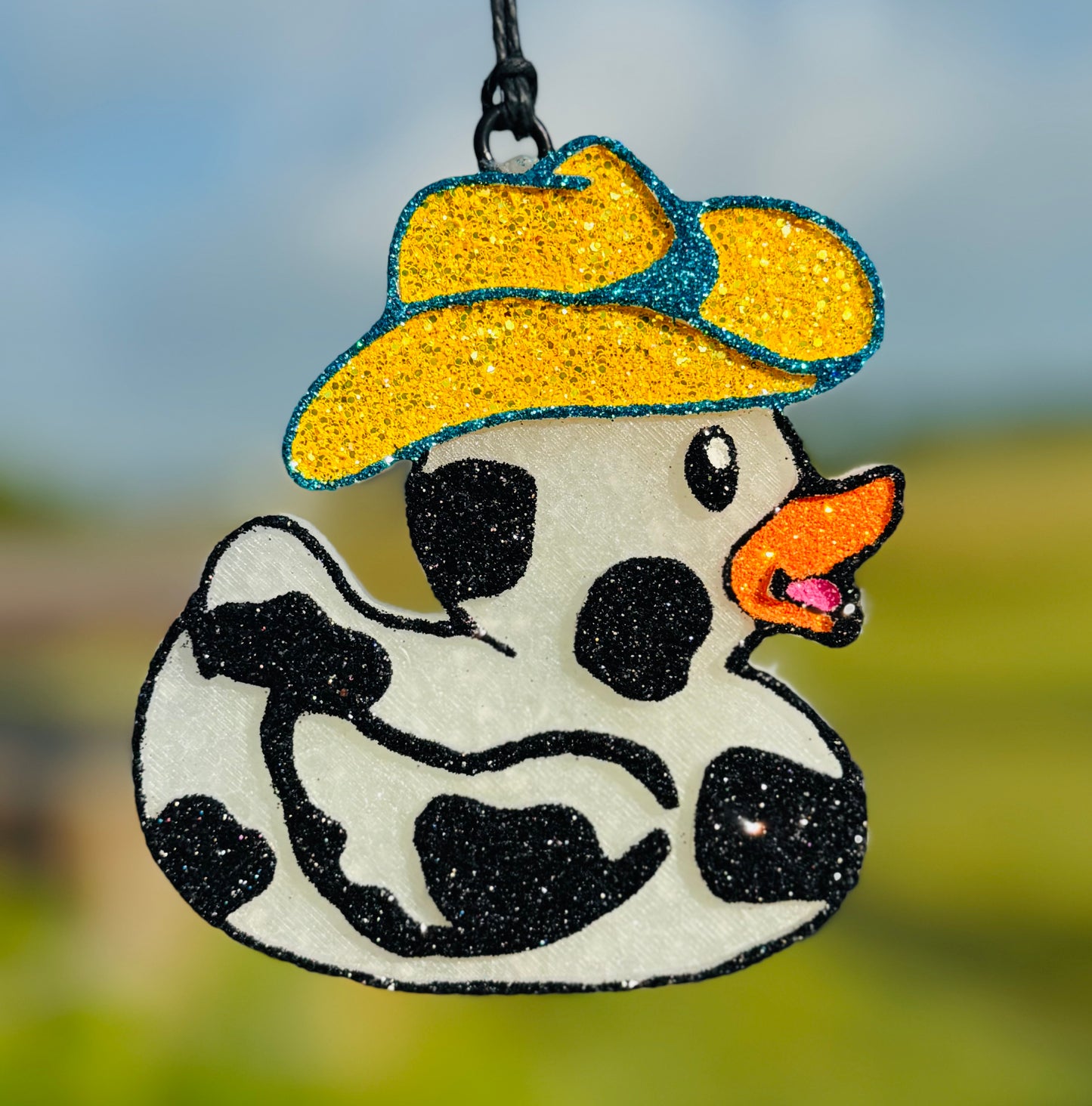 Cow Print Rubber Duck with Cowboy hat