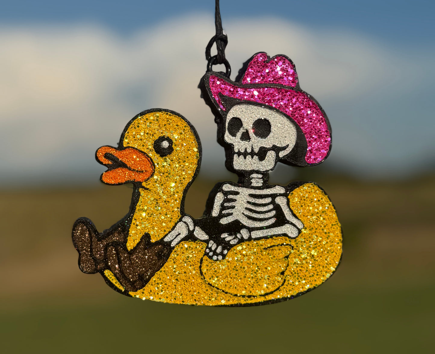 Cowboy Skeleton in Duck Floatie