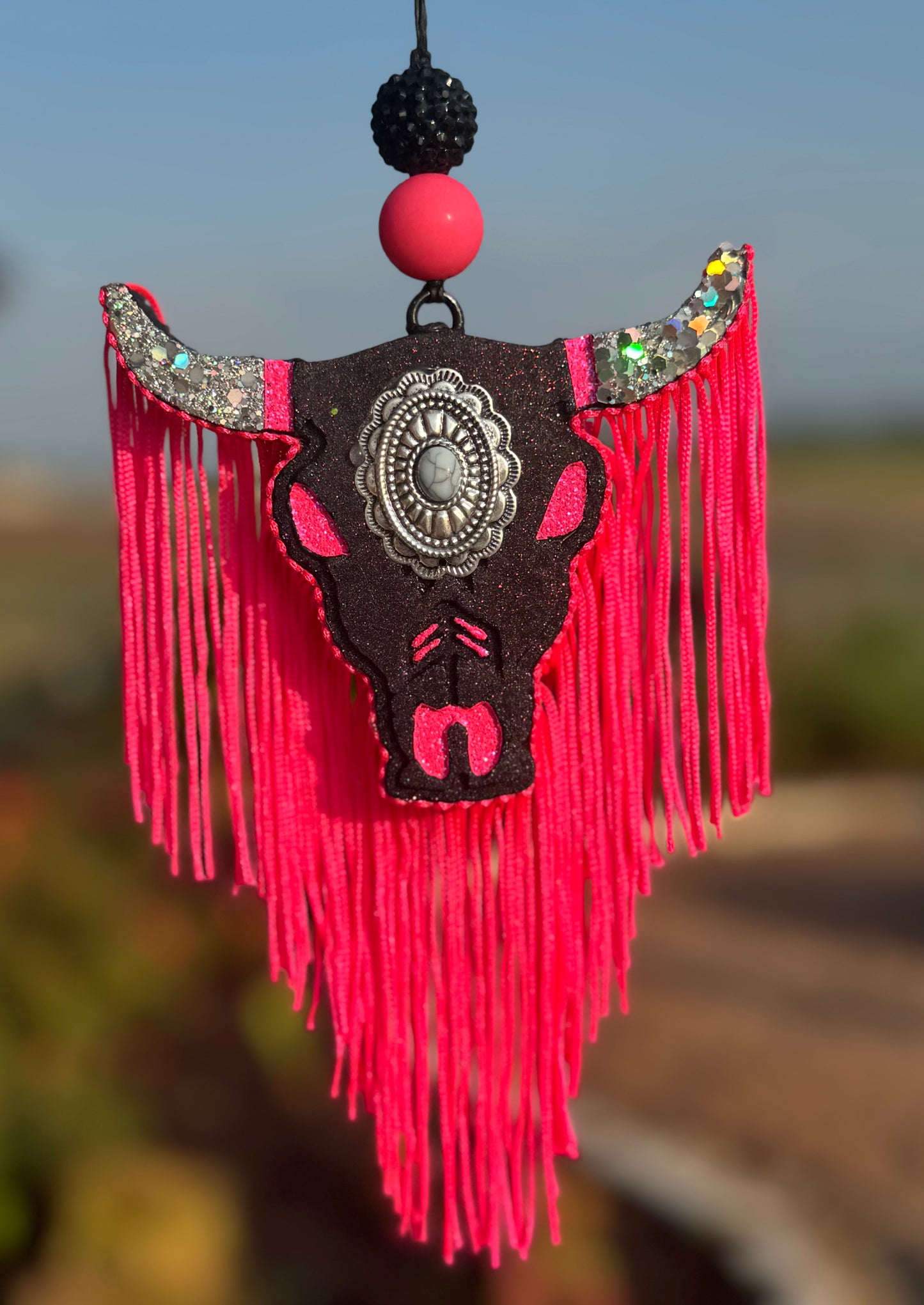 Aztec Bull Skull with Concho- Medium Sized