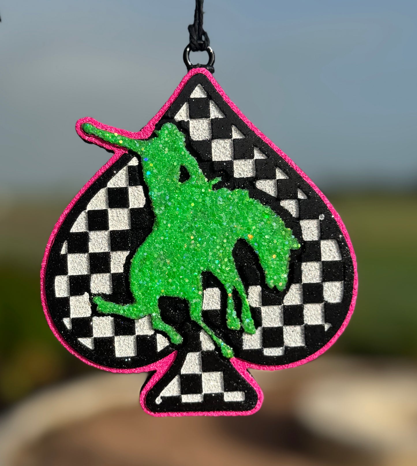 Checkered Spade with Bronc Rider