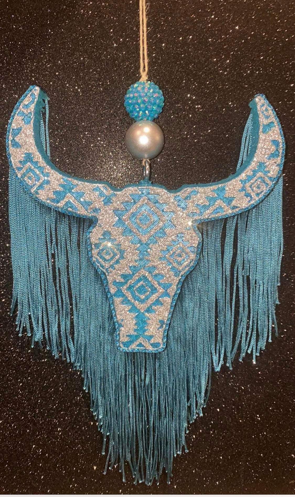 Aztec Bull Skull with Aztec Design (medium size)