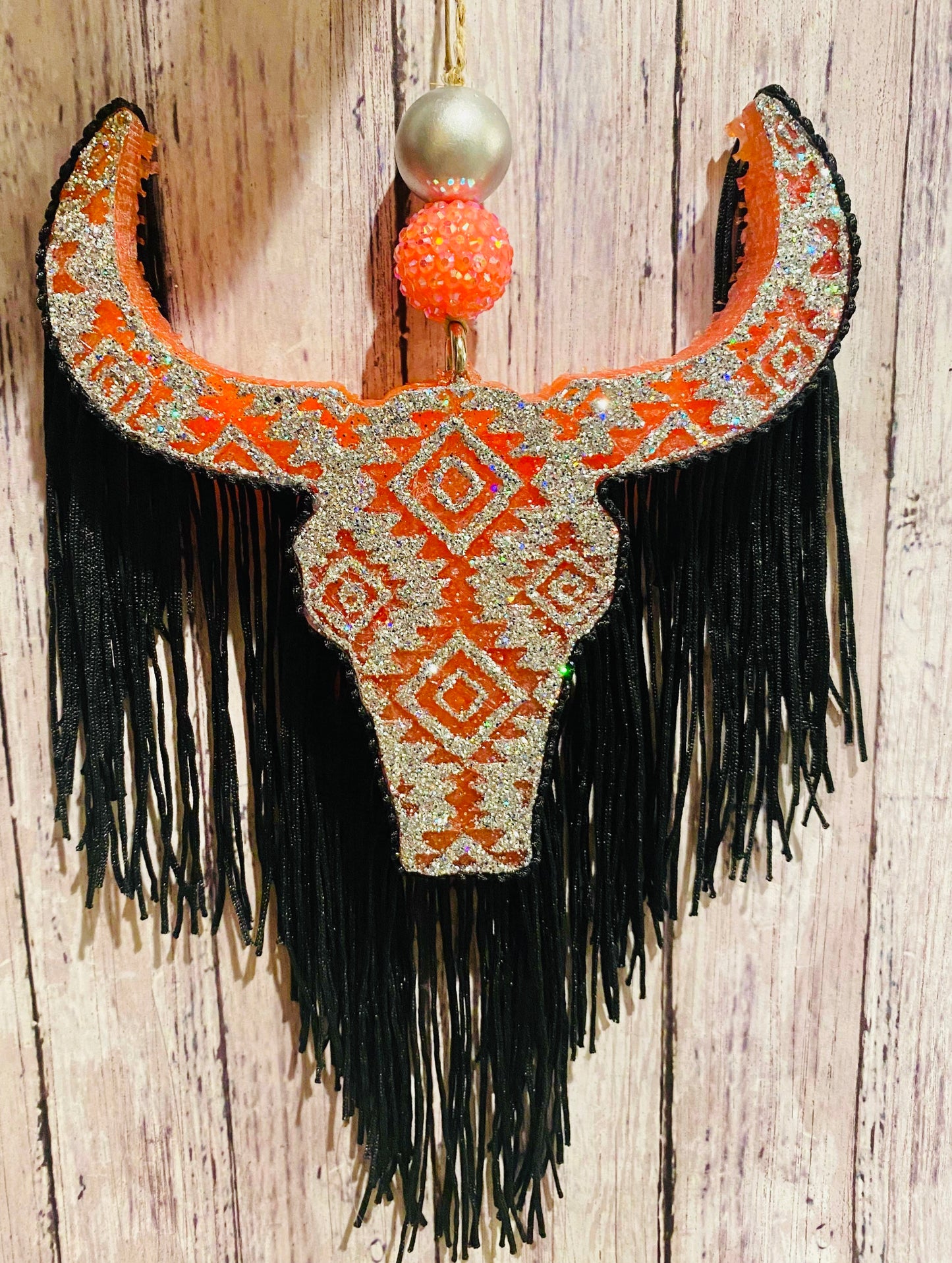 Aztec Bull Skull with Aztec Design (medium size)