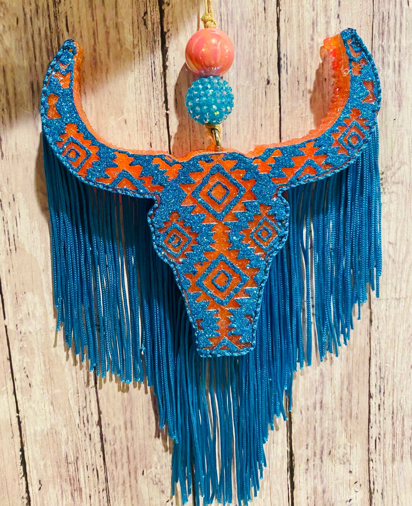 Aztec Bull Skull with Aztec Design (medium size)
