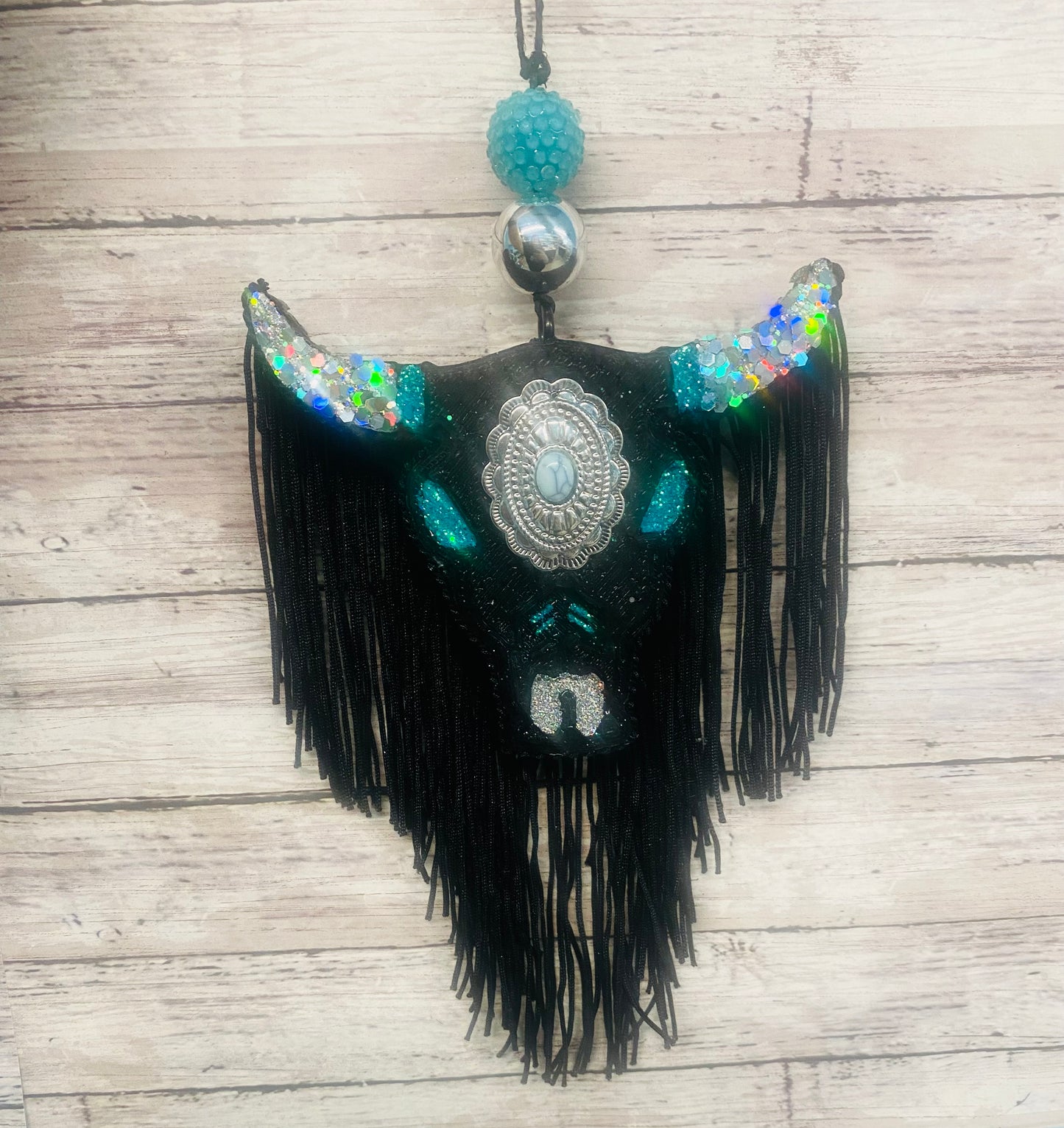 Aztec Bull Skull with Concho- Medium Sized
