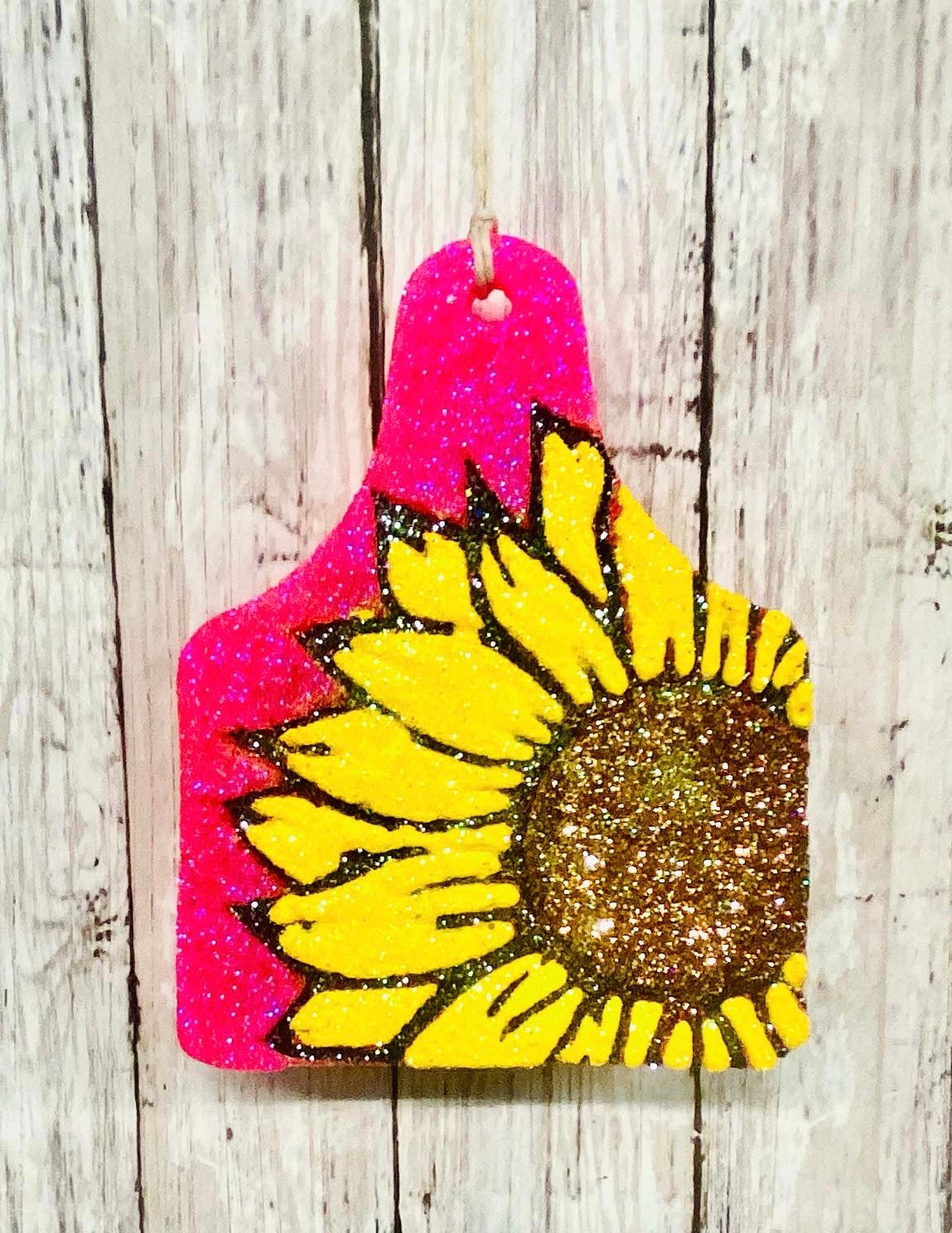 Cow Ear Tag- Sunflower