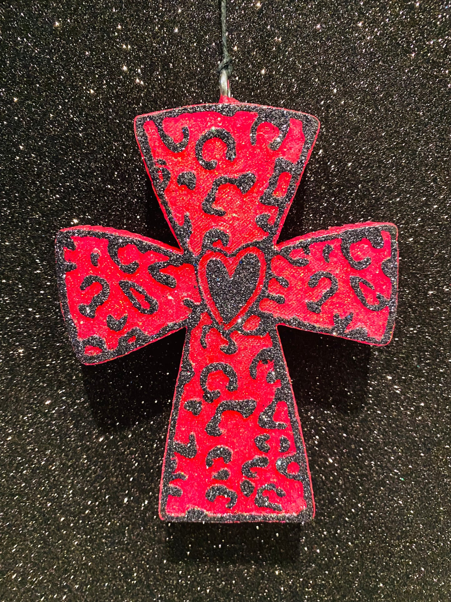 Leopard Cross with heart