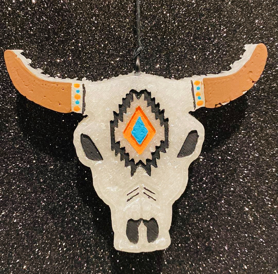 Aztec Bull Skull- Medium Size