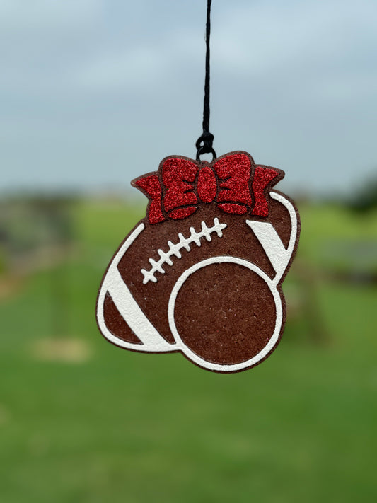 Football with bow and cardstock center