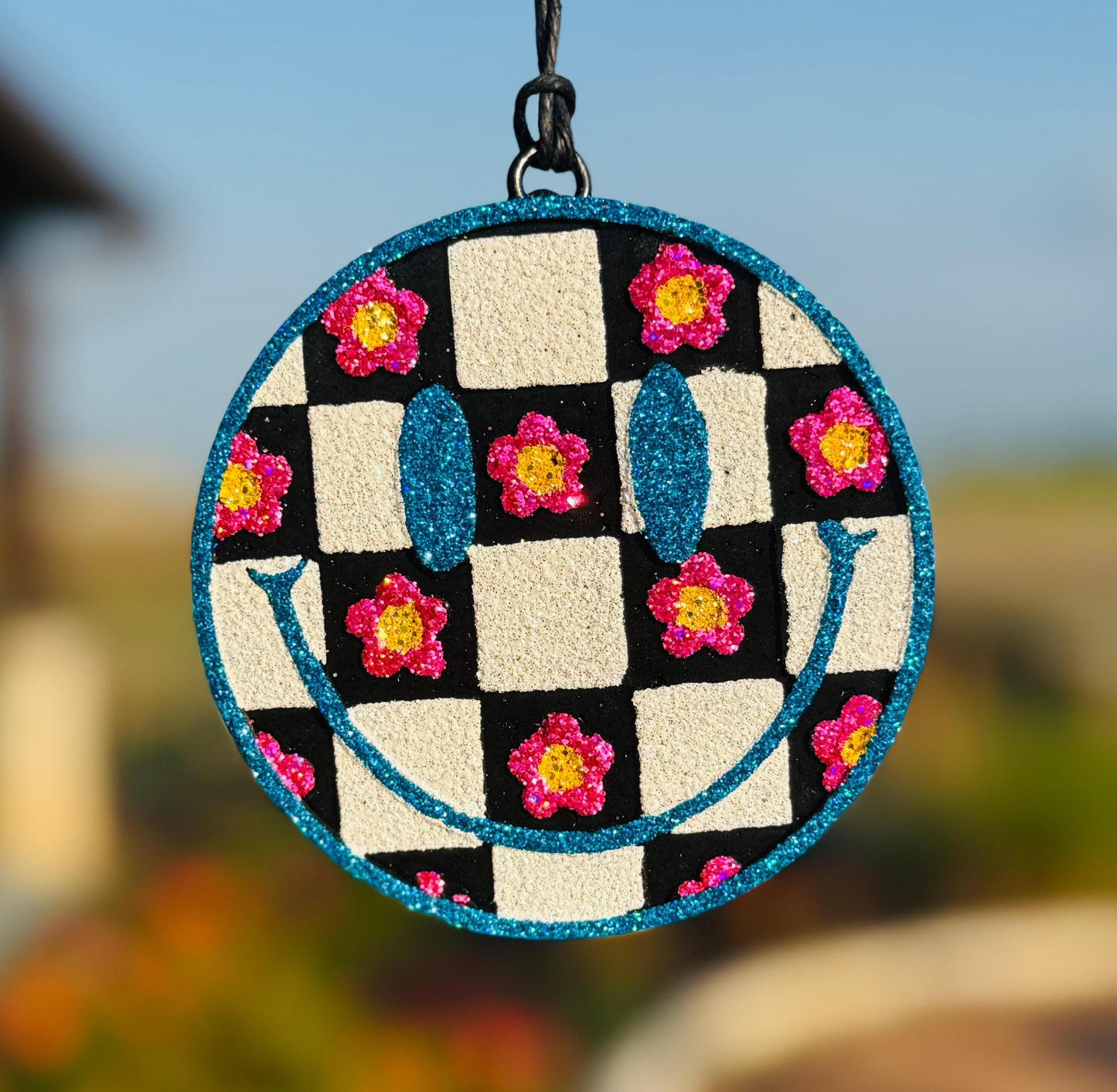 Flower Checkered Smiling Face
