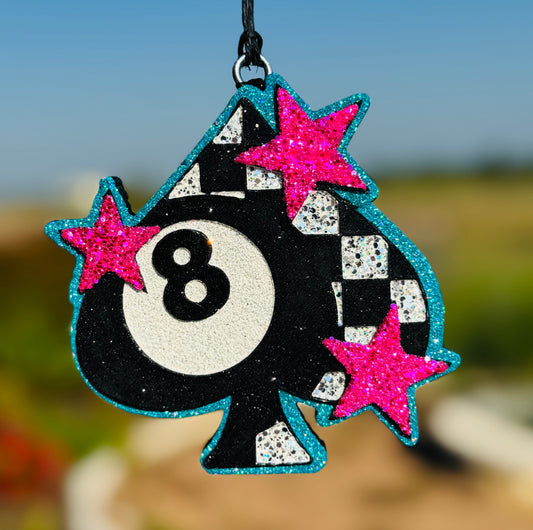 Checkered Spade with 8 Ball