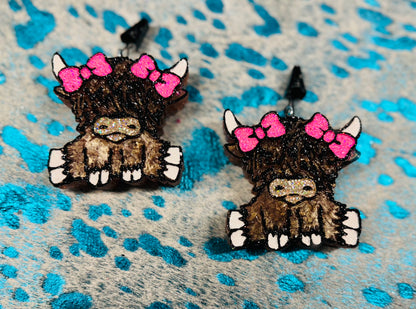 Highland Cow with Bows Vent Clips-2 clips
