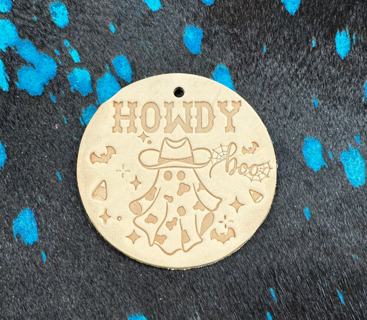 Genuine Leather Howdy Boo Car Charm