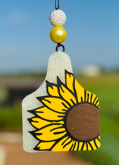 Cow Ear Tag- Sunflower