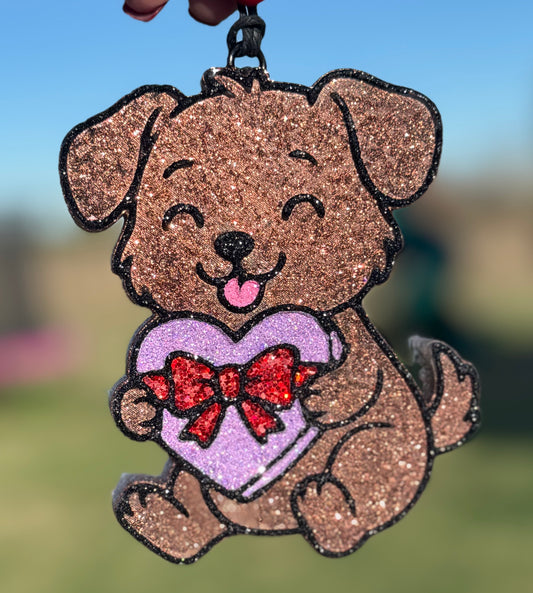 Puppy Dog Holding Heart