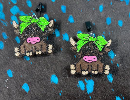 Highland Cow with Bow Vent Clips-2 clips