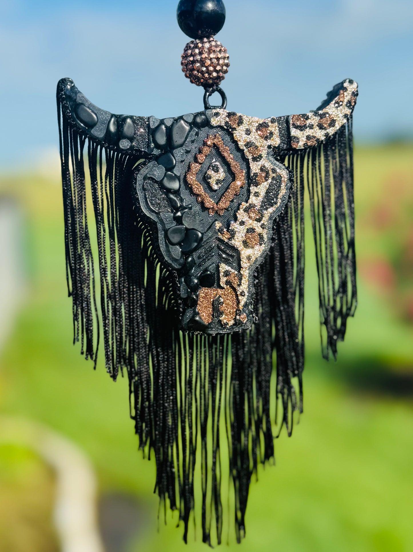 RTS- Medium Bull with Stones, Fringe and Beads- Love Spell