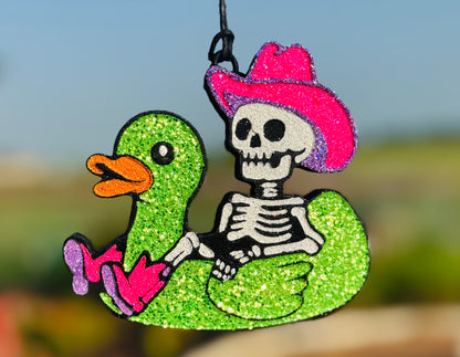 Cowboy Skeleton in Duck Floatie
