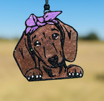 Dachshund with bow- Weinee dog
